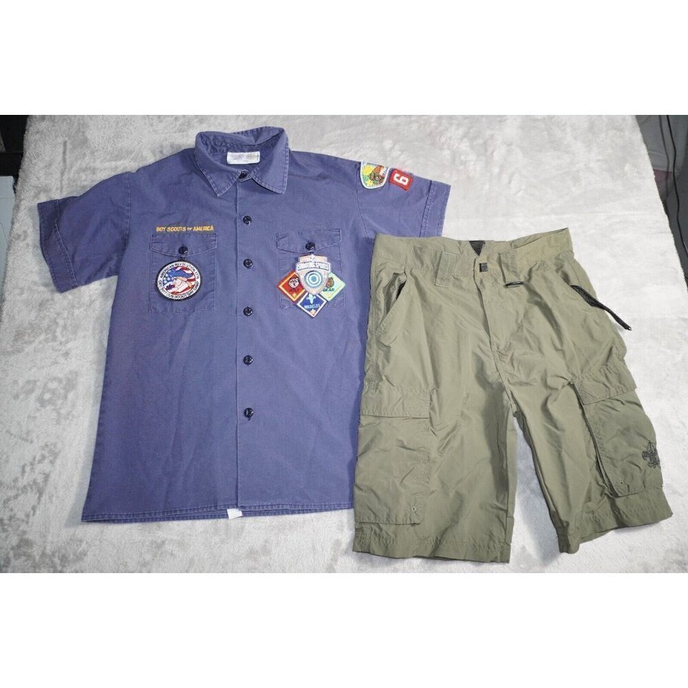 Vintage Youth Boy Scouts of America BSA Uniform Set Shirt w Patches Shorts Large - Picture 4 of 16